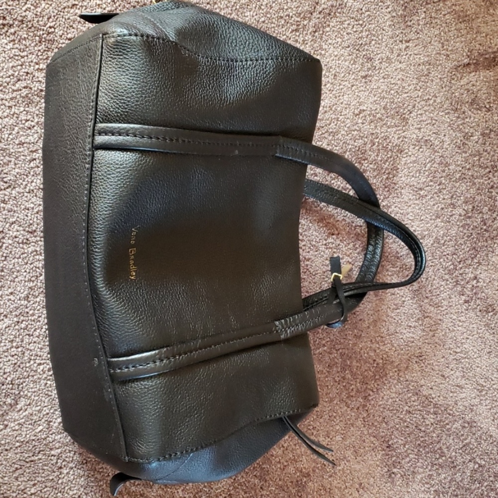 Vera Bradley black leather Mallory Satchel